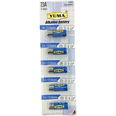 Yuma 23a Mn23 V23a V23ga 12 Volt Alkalin Pil 5 li Paket