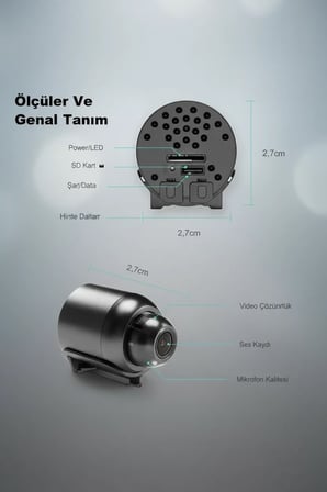 1080p Hd Wifi Mini Kamera 120° Geniş Açı Gece Görüşü Manyetik 360° Döner Tf Kart Destekli