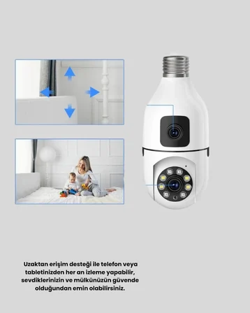 Wifi Ampul Güvenlik Kamerası 1080p Full Hd Gece Görüşlü Ve Hareket Algılamalı