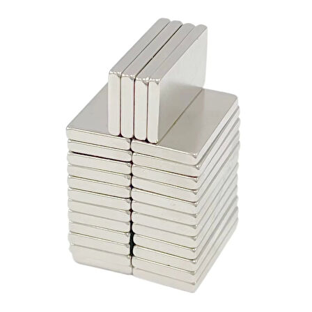 10 Adet 20x10x2 Mm Neodyum Mıknatıs Köşeli Magnet N35 Nikel Kaplama Güçlü Kaliteli Dayanıklı