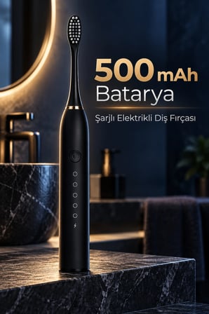 Siyah Şarjlı Elektrikli Diş Fırçası 6 Modlu