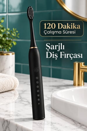 Siyah Şarjlı Elektrikli Diş Fırçası 6 Modlu