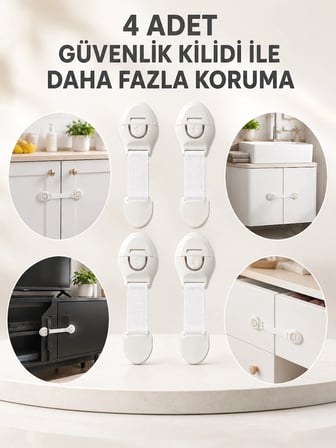 4'lü Esnek Kayışlı Çocuk Güvenlik Kilidi Pratik ve Güvenli Kullanım