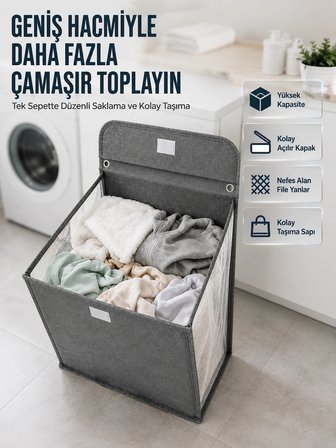 Modern Tasarımlı Duvara Monte Kirli Çamaşır Sepeti Pratik Saklama Çözümü