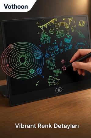 20 Inc Renkli Lcd Grafik Dijital Kalemli Çizim Tableti Yazı Tahta Not Yazma Eğitim Tableti Siyah