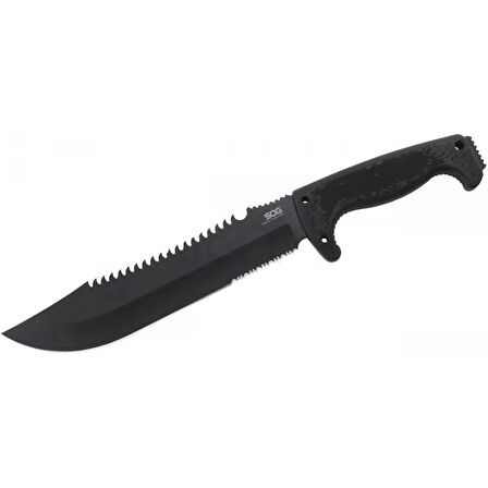 F03t Kamp Tırtıklı Testereli Outdoor Pala / Bıçak 39 Cm - Kauçuk Saplı