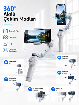 3 Eksen Telefon Sabitleyici Canlı Yayın Vlog Mobil Video Çekimi İçin Profesyonel Gimbal