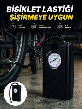 Analog Manometreli Kompakt Araç Hava Pompası Lastik Şişirme Cihazı