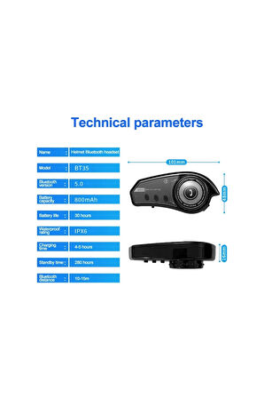 Bt35 Kask Kulaklık Bluetooth 5.0 Motosiklet Interkom Su Geçirmez Kablosuz Kulaklık