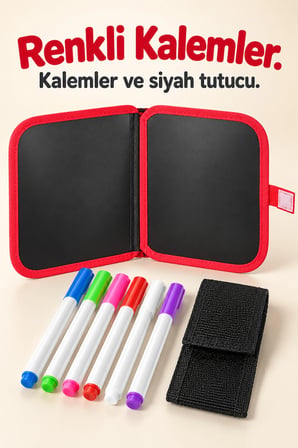 Çizim Kitabı Renkli Kalemler Ve Siyah Kalem Tutuculu