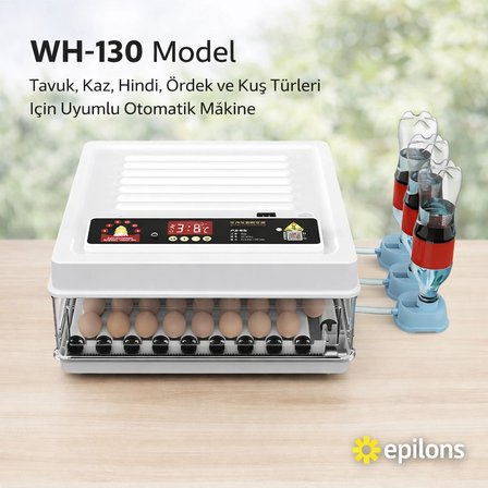 Wh-130 Kuluçka Makinesi -tuk Kaz Hindi Ördek Ve Kuş Türleri Uyumlu Yedek Motor Hediyeli