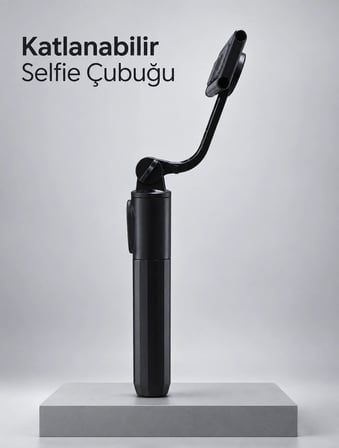 Uzaktan Fotoğraf Çekimi İçin Döndürülebilir Telefon Tutuculu Selfie Çubuğu