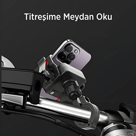 Gidon Bağlantılı 360° Derece Ayarlanabilir 3.5'-7.2' Uyumlu Motosiklet Bisiklet Telefon Tutucu