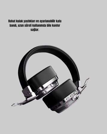 Bluetooth Kablosuz Kulak Üstü Kulaklık Katlanabilir Konforlu Ve Şık Tasarımlı