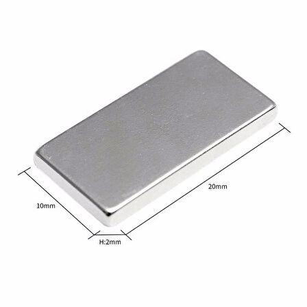 100 Adet 20x10x2 Mm Neodyum Mıknatıs Köşeli Magnet N35 Nikel Kaplama Güçlü Kaliteli Dayanıklı