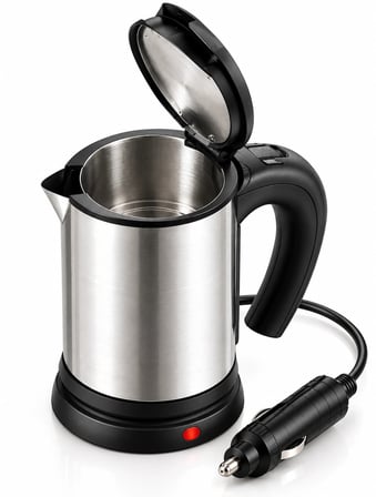 Araç İçi Kullanıma Uygun 12V Elektrikli Su Isıtıcı Paslanmaz Çelik Gövdeli Pratik Kettle