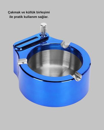 Çakmaklı Küllük Paslanmaz Çelik Şık Masa Aksesuarı Yeni Nesil