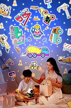 Robot Projeksiyon Gece Lambası Hoparlörlü Şarjlı Yıldızlı Gökyüzü Temalı Led Projeksiyon Lambası