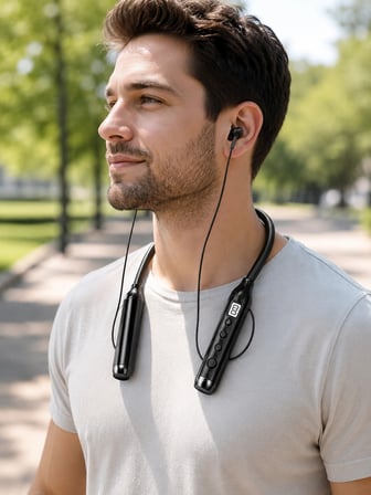 Uzun Kullanım Süreli Bluetooth Kulaklık Boyun Bantlı Mikrofonlu 600 Saat Müzik Süreli Ses ve Çağrı Kontrollü Kablosuz Kulaklık