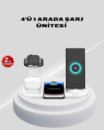 Kablosuz Şarj İstasyonu 4 ü 1 Arada İphone Watch Ve Airpods Uyumlu