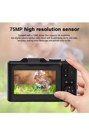 5k 75mp Hd Dijital Kamera 18x Dijital Zoom, Flaşlı,3.0 İnç Ekranlı Fotoğraf Makinesi