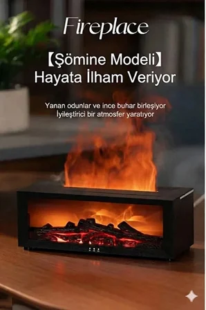 A4 Şömine Esintili Aromaterapi Difüzörü Ultrasonik Ha Nemlendici