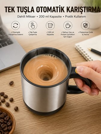 Mikser Kupa Yazılı Mug Bardak Karıştırma Özelliği