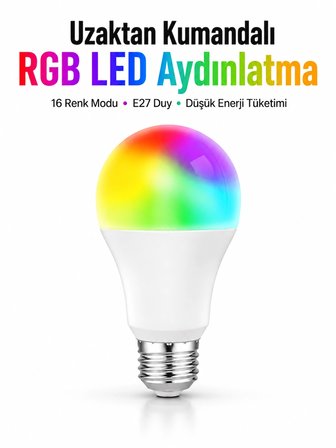 Kumanda Destekli Çok Renkli Akıllı Led Ampul