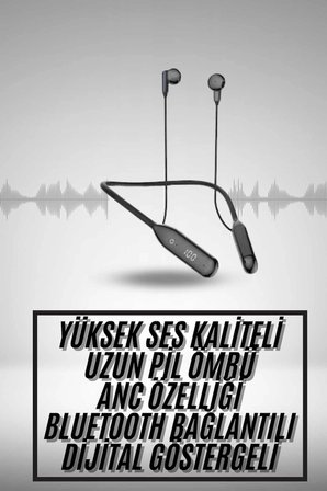 100 Saat Kablolu Boyun Askılı Dijital Göstergeli Bluetooth Kulaklık