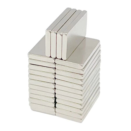 2 Adet 20x10x2 Mm Neodyum Mıknatıs Köşeli Magnet N35 Nikel Kaplama Güçlü Kaliteli Dayanıklı