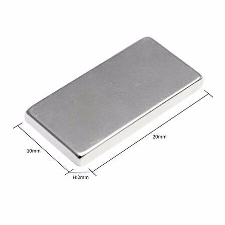2 Adet 20x10x2 Mm Neodyum Mıknatıs Köşeli Magnet N35 Nikel Kaplama Güçlü Kaliteli Dayanıklı