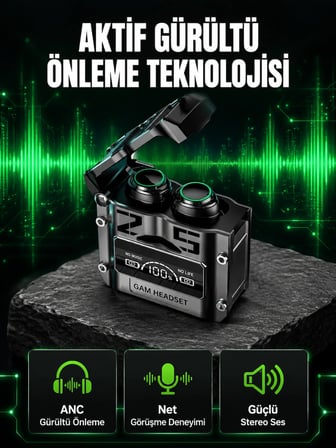 Bluetooth Kulaklık Kablosuz ANC Gürültü Önleyici Stereo Ses Yeni Nesil