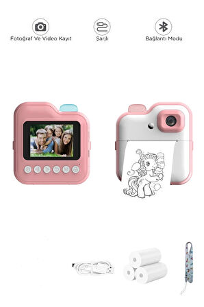 Dijital Video Kayıt Fotoğraf Çocuk Kamerası Anlık Termal Resim Kağıt Baskılı