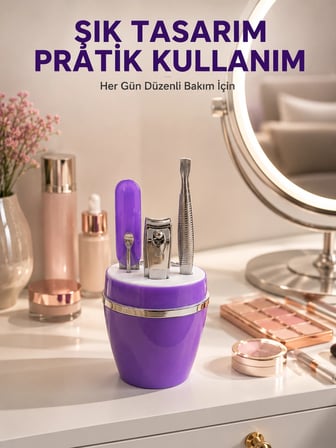Mor Manikür Pedikür Seti Taşınabilir Kişisel Bakım Kiti