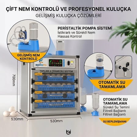 MY280 Kapasiteli Profesyonel Tam Otomatik Kuluçka Makinesi | Çift Nem Kontrol Sistemi, Otomatik Su Tamamlama ve Çevirme