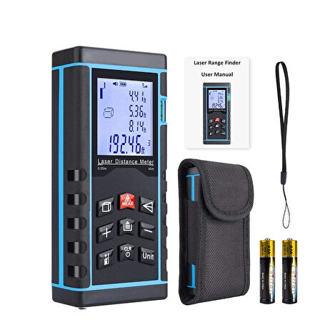 60 Metre Hassas Lazer Metre Ölçer Lcd Dijital Ekran Su Terazili Lazerli Mesafe Ölçüm Cihazı