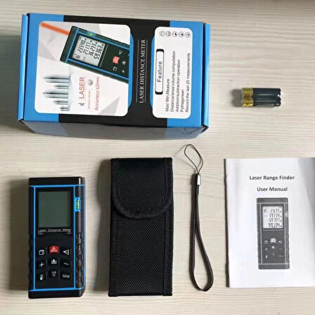 60 Metre Hassas Lazer Metre Ölçer Lcd Dijital Ekran Su Terazili Lazerli Mesafe Ölçüm Cihazı