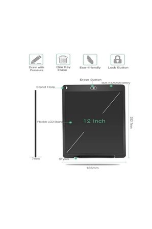 12 Inc Renkli Lcd Grafik Dijital Kalemli Çizim Tableti Yazı Tahta Not Yazma Eğitim Tableti Kırmızı