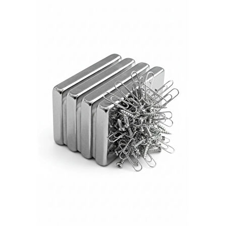 10 Adet 40x20x5mm Neodyum Magnet Güçlü N35 Mıknatıs Köşeli Nikel Kaplama