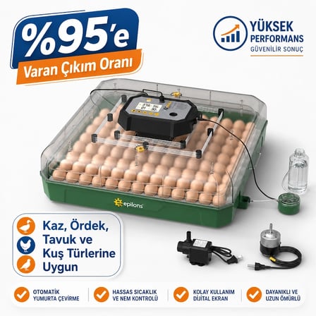 MY110 Yumurta Kapasiteli Tam Otomatik Kuluçka Makinesi Su Pompası ve Yedek Çevirme Motoru Hediyeli