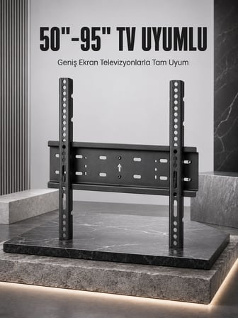 Tv Duvar Askı Aparatı 50-95 İnç Uyumlu Güvenli Sabit Montaj