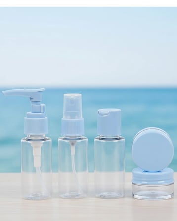 5 li Seyahat Dolum Şişe Seti 30 Ml Şeffaf Taşıma Çantalı