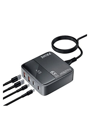 65w Masaüstü 4 Portlu Hızlı Şarj Cihazı İstasyonu 2xusb-a, 2xtype-c Giriş,1,5 Mt. Kablo