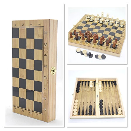 Ahşap Satranç Ve Tavla Seti Alk4244