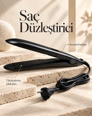 Lcd Ekranlı Seramik Plakalı 200-450 °f Isı Ayarlı Saç Düzleştirici
