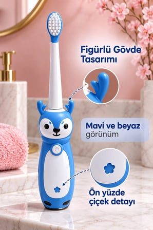 Çocuk Elektrikli Diş Fırçası Mi Geyik Figürlü Şarjlı