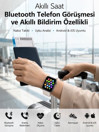 Dokunmatik Ekranı, Bluetooth Görüşme Desteği ve Akıllı Bildirim Özellikleriyle Teknolojiyi Bileğinize Taşıyan Akıllı Saat