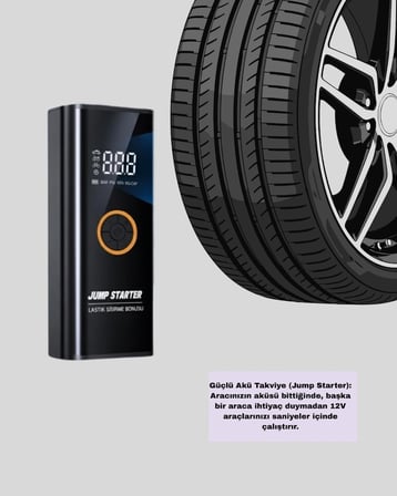 Akü Takviye Cihazı Jump Starter Ve Dijital Hava Kompresörü