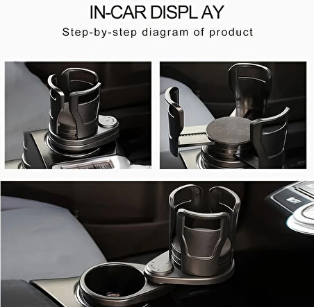 2 si 1 Arada Ayarlanabilir Araç Bardak Tutucu, Genişleyebilir Üst Kısım 3'-6.2', Şişe Adaptörü, Araba Organizatörü, Dayanıklı Taban, Ramblers Hydroflask Uyumlu, Modern Araç Düzenleyic