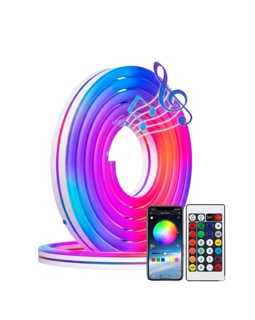 3 Metre Rgb Neon Led Şerit Işık Su Geçirmez Kumandalı Ve Uygulama Kontrollü Dekoratif Aydınlatma